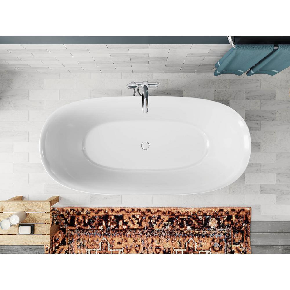 Unwind 67" White Acrylic Freestanding Soaking Bathtub