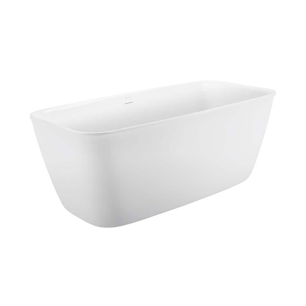 Contemporary 58.50 in. x 28.47 in. Soaking Bathtub with Center Drain in Whi