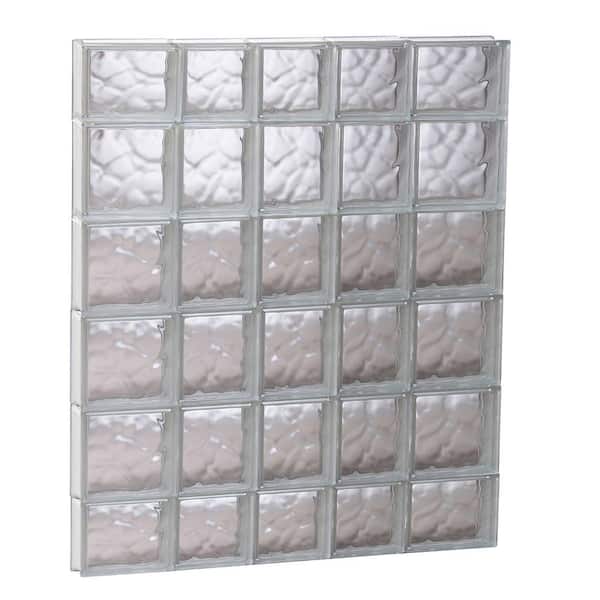 Clearly Secure 32.75 in. x 42.5 in. x 3.125 in. Frameless Wave Pattern Non-Vented Glass Block Window