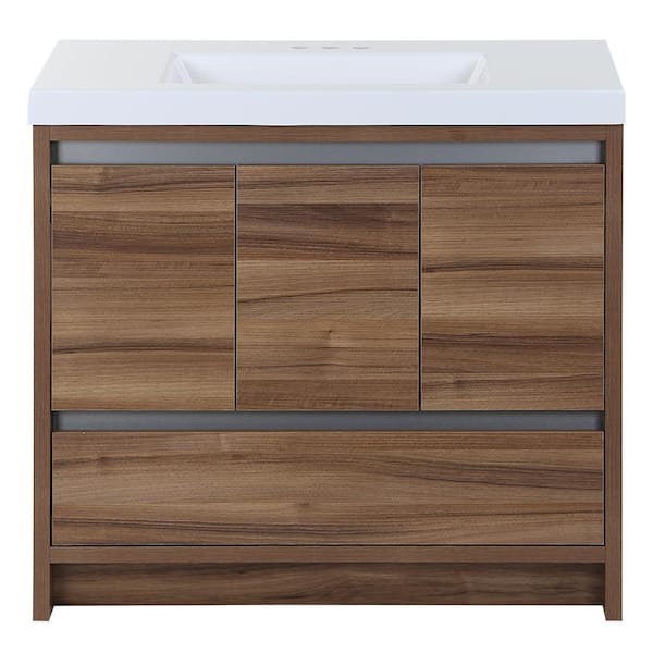 Oakes 37 in. Single Sink Caramel Mist Bath Vanity with White Cultured Marble Top (Assembled)