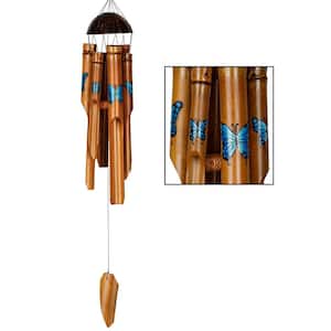 Asli Arts Butterfly Bamboo Chime, 25 in. Blue Wind Chime