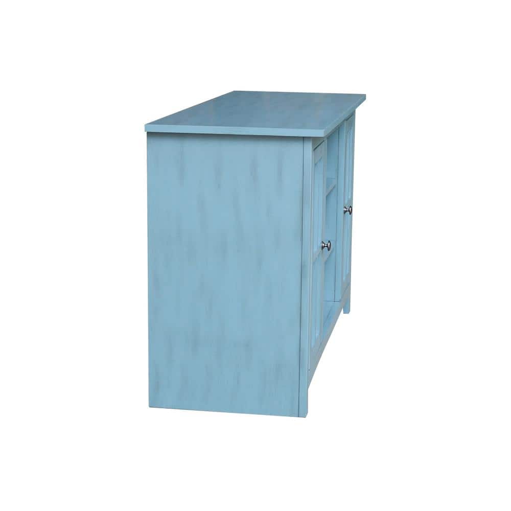 Elegant Gray 53" Solid Para Wood TV Stand with Cabinet Doors