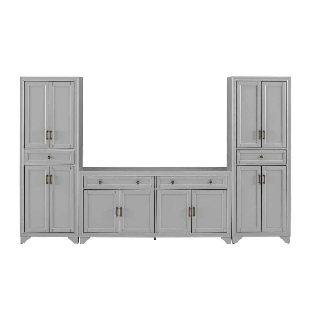 Tara Distressed Gray Modern Farmhouse Sideboard and Pantry Set