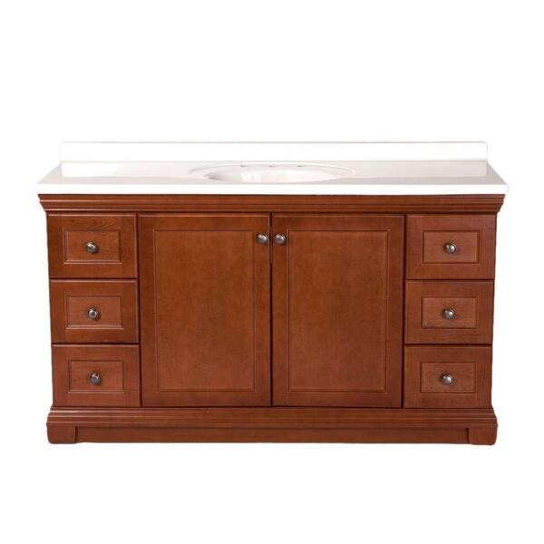 St. Paul Brentwood 60 in. Vanity in Amber with 61 in. Cultured Marble Vanity Top in White