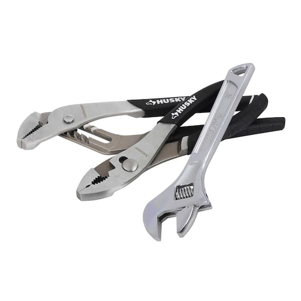 Husky 10 in. Groove Joint pliers and 8 in. Slip Joint pliers and 8in Adjustable Wrench 90701