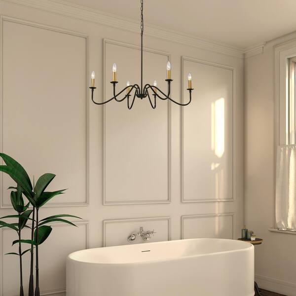 SILJOY 34 in. 6-Light Modern Chandelier 