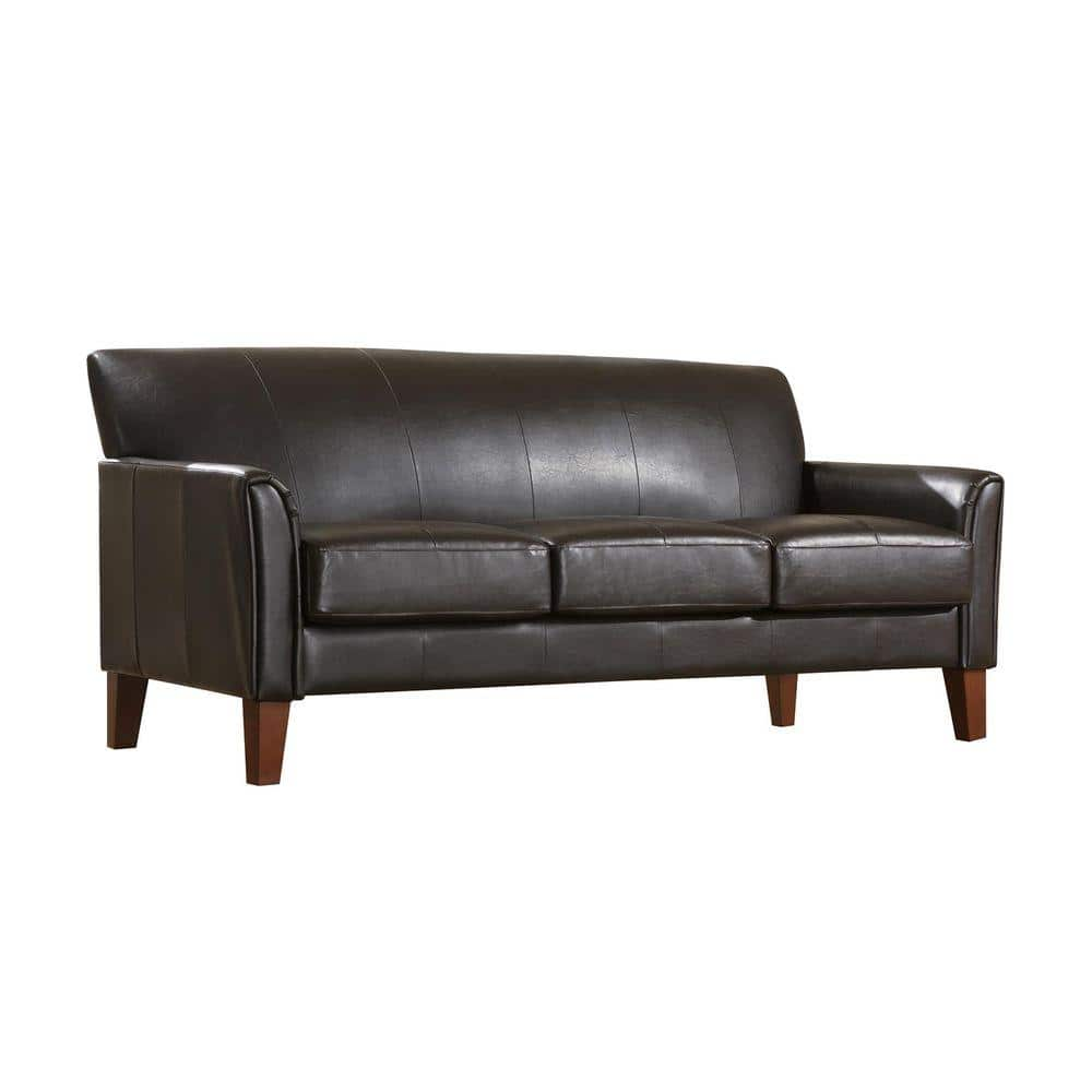 HomeSullivan Russel 91 in. Caramel Faux Leather 4-Seater Lawson Sofa with  Removable Covers 40E938CM-3BSOFA - The Home Depot