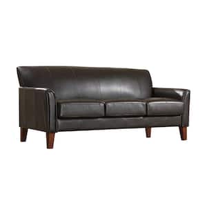 Durham 76.5 in. Brown Faux Leather 4-Seater Lawson Sofa with Square Arms