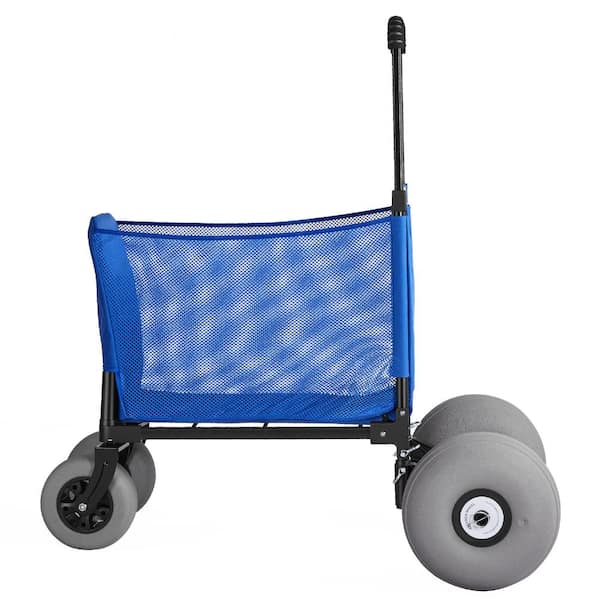 Beach Cart with Big Wheels for Sand, 165 lb., Folding Wagon, 12 in. Balloon Wheels, Adjustable Handle