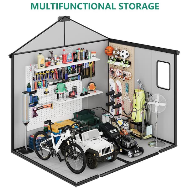 HOMMOW 8' W x 6 ft. D Outdoor Large Plastic Resin Storage Shed