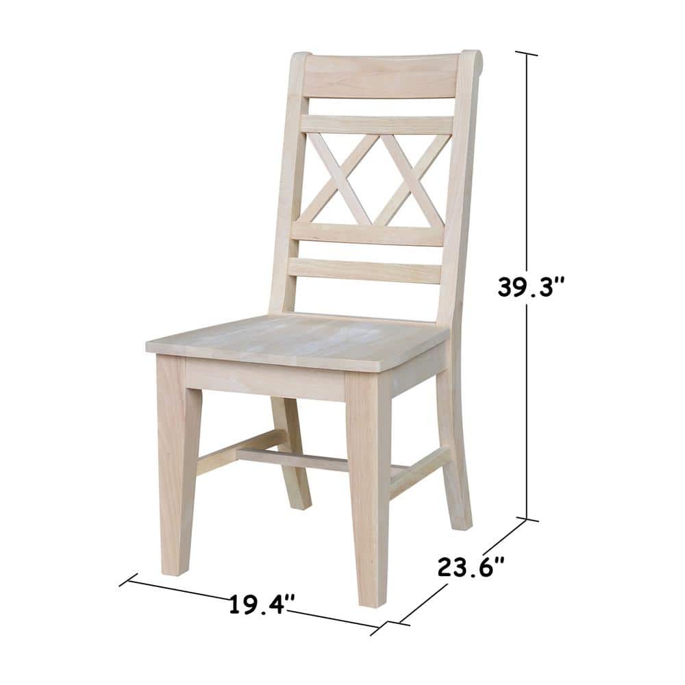 Unfinished Rubberwood High Cross Back Side Chair Set