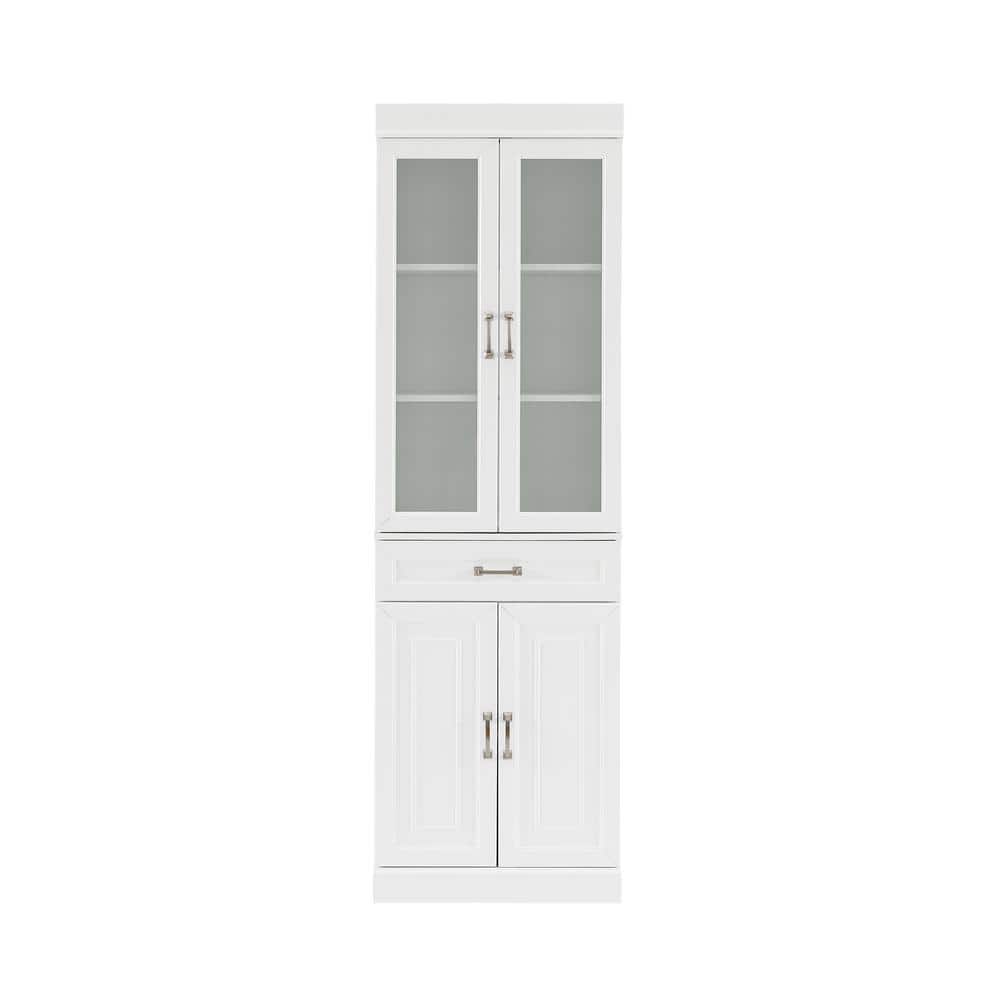 Stanton White Glass Door Pantry with Adjustable Shelves