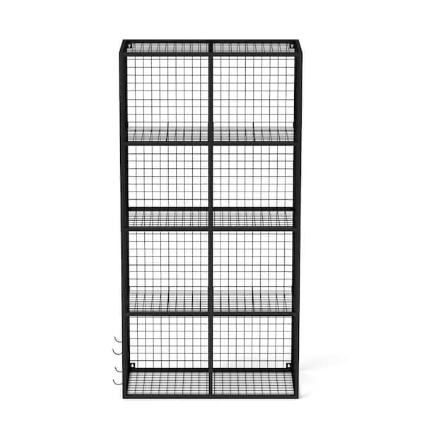 Unbranded 24.80 in. W x 12.44 in. D Black Iron 8-Cube Storage Organizer, 4-Tier Display Modular Bookshelf Decorative Wall Shelf