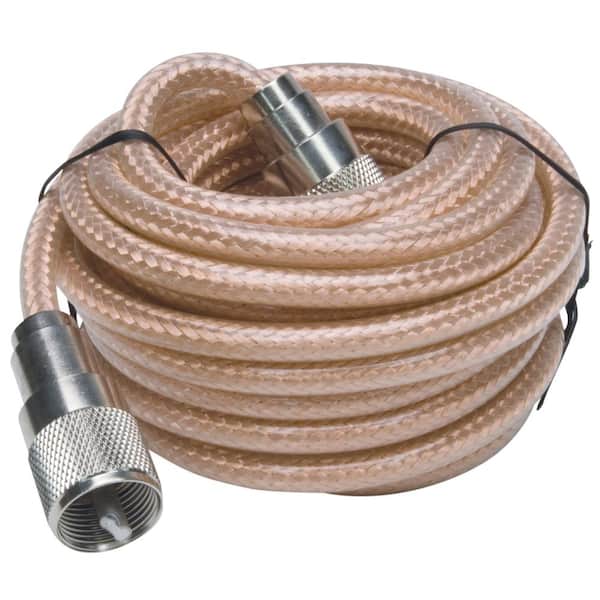 Unbranded CB Antenna Mini-8 Coax Cable with PL-259 Connectors in Clear, 18 ft.