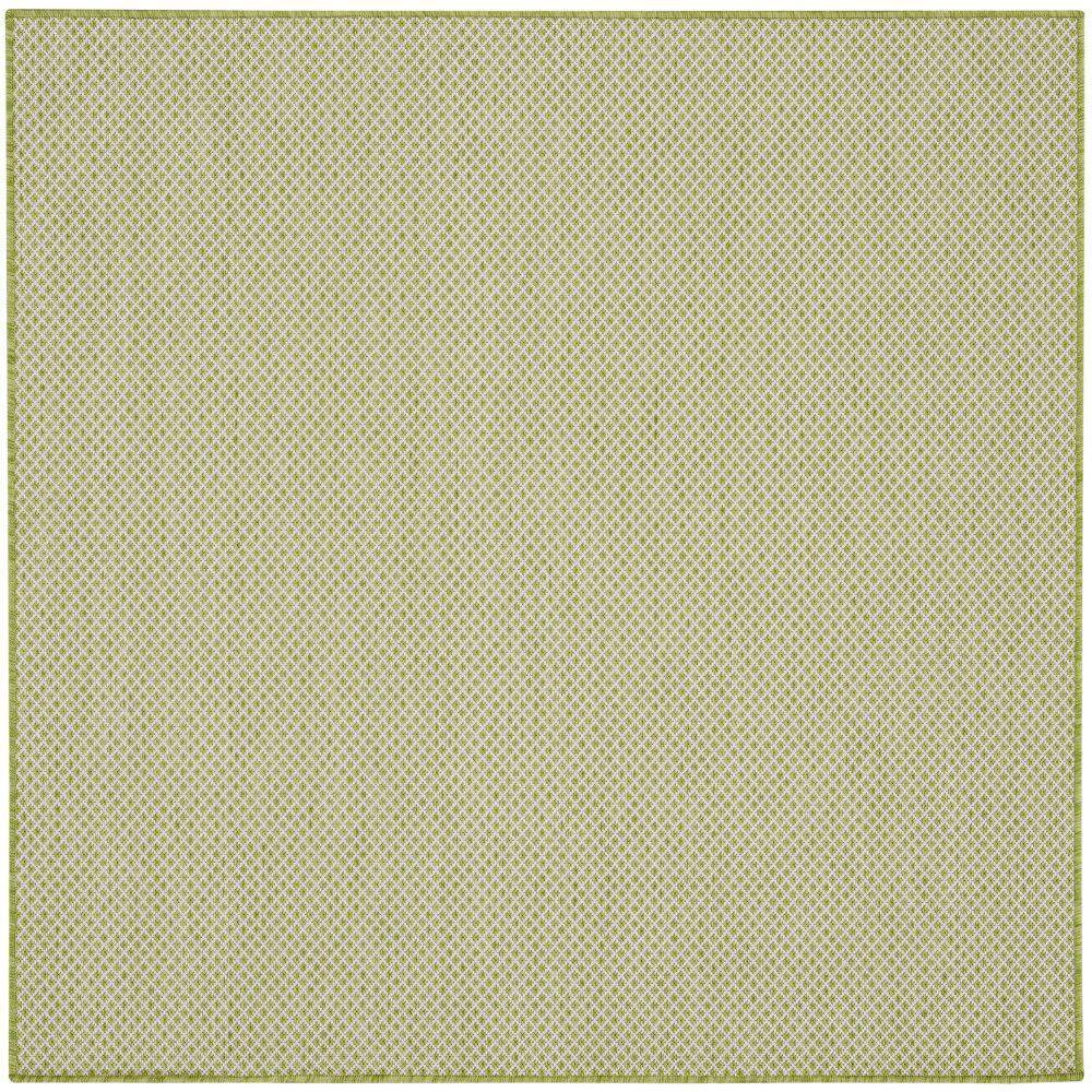 Courtyard Ivory Green 4' Square Geometric Outdoor Rug