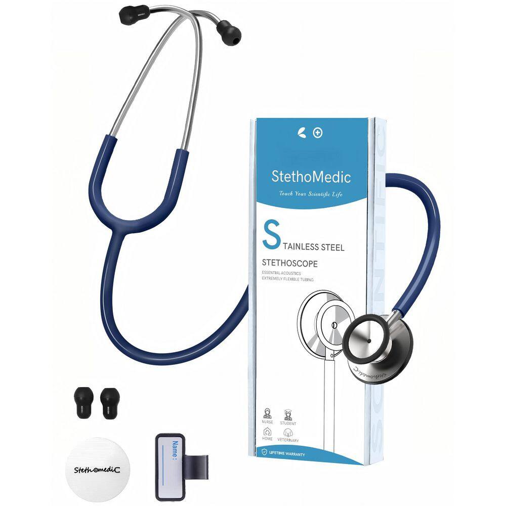 Dual Head Stethoscope with Stainless Steel Chestpiece, Navy Blue Tube Medical Stethoscope for Nurses, Nursing Students price history on PriceWatchPro