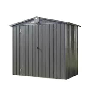 6.5 ft. x 4.2 ft. Outdoor Metal Garden Shed, Galvanized Steel Storage Cabinet with Lockable Door, Black (27.3 sq. ft.)