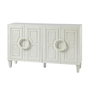 Dawn Modern 58'' Wide White Storage Sideboard Buffet with Round Solid Wood Door Handles and Adjustable Shelves