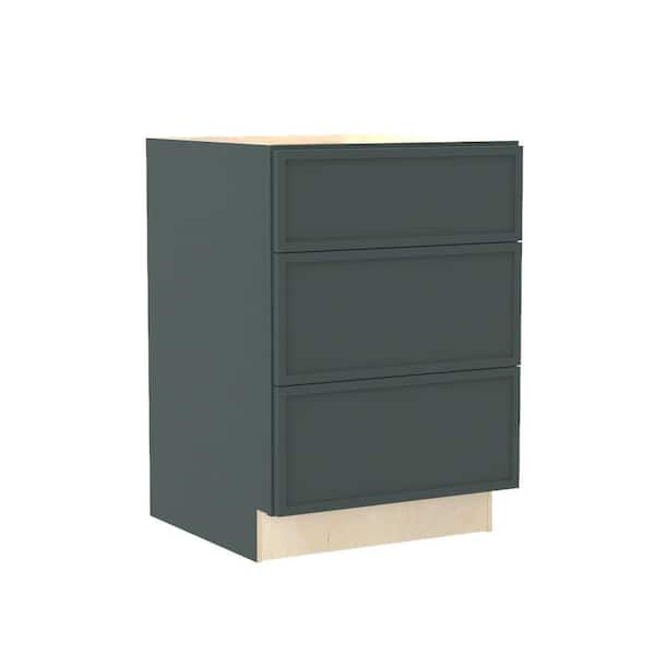 Home Decorators Collection Franklin 24 in. W x 24 in. D x 34.5 in. H Assembled Plywood Drawer Base Kitchen Cabinet in Verdant Green with Soft Close