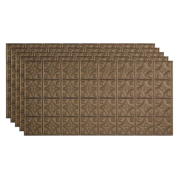 Fasade Traditional #1 2 ft. x 4 ft. Glue Up Vinyl Ceiling Tile in Argent Bronze (40 sq. ft.)