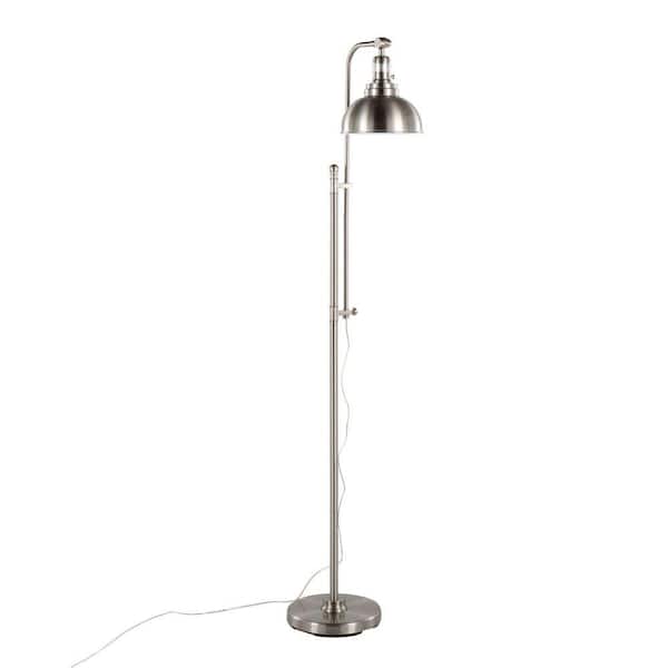 66 in. Nickel Industrial 1-Light Smart 1-Way (On/Off) Standard Floor Lamp for Living Room with Metal Dome Shade
