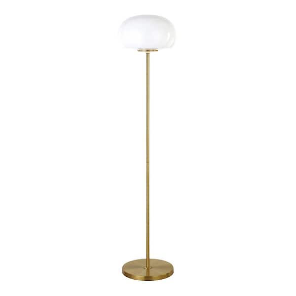 Meyer&Cross Amanita 62. 25 in. Brass Floor Lamp with White Milk Glass Shade