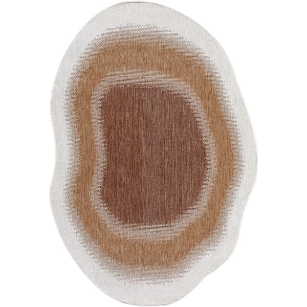 Miami Beach MBH-2317 5 ft. x 7 ft. Orange Machine Woven, Area Rug