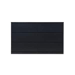 6-Drawer Black Dresser 34.25 in. H x 18.25 in. W x 55.25 in. D