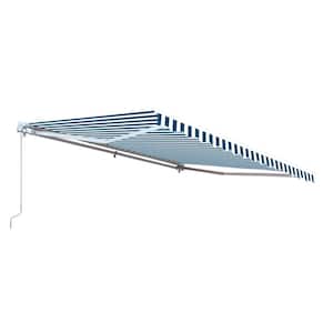 16 ft. Motorized Retractable Awning (120 in. Projection) in Blue and White