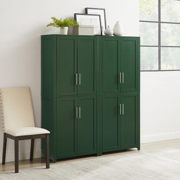 CROSLEY FURNITURE Savannah Hunter Green Wood 56 in. Pantry Cabinet