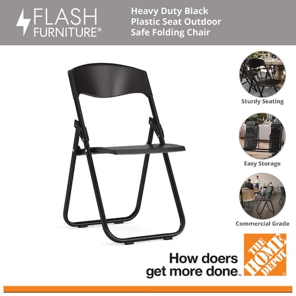 Flash Furniture HERCULES Series Black Plastic Seat Utility Banquet