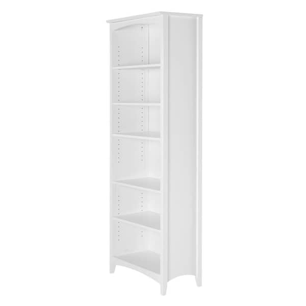Camaflexi Shaker Style 72 in. White Wood 6-shelf Standard Bookcase with Adjustable Shelves