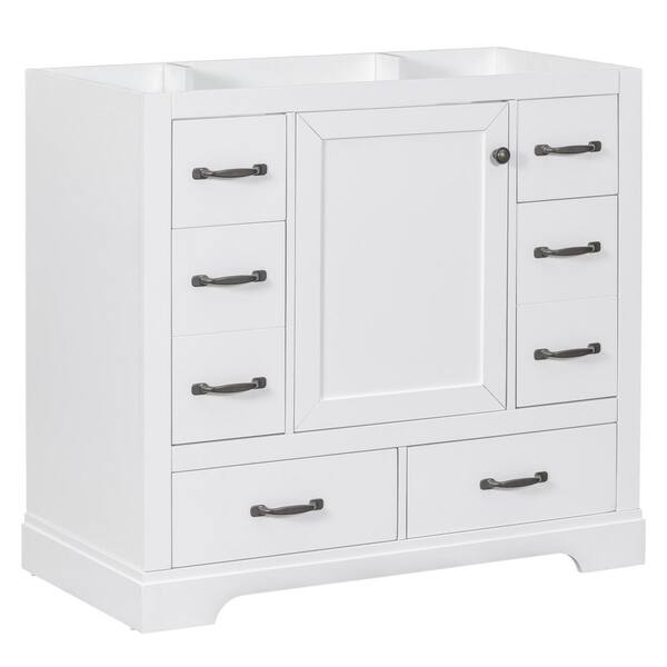 Grace 35.50 in. W x 17.90 in. D Bath Vanity Cabinet without Top in White, including Drawers and Adjustable Shelf