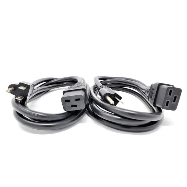 Micro Connectors, Inc 6 ft. C19 to NEMA 5-15P AC Power Cord in 14AWG/3 Conductors-Black (2 per Box)