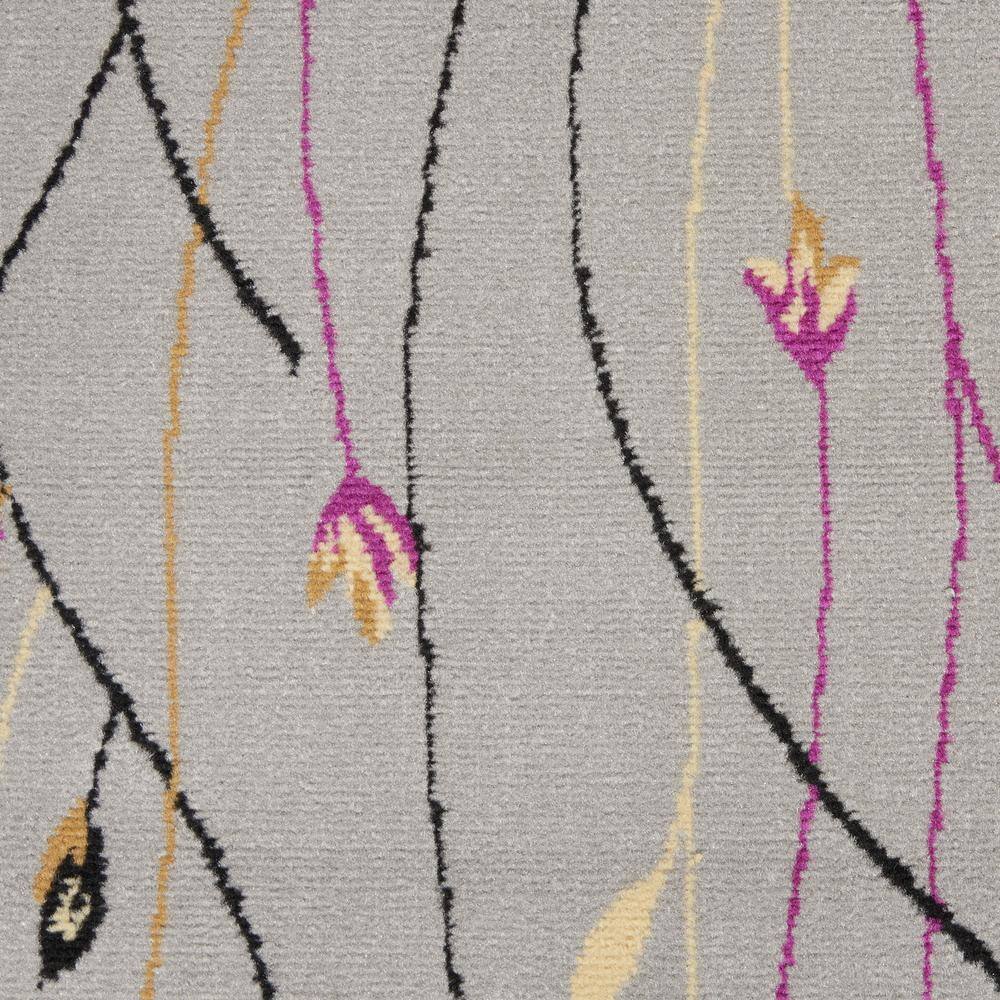 Gray Floral Synthetic Reversible 10' x 14' Area Rug