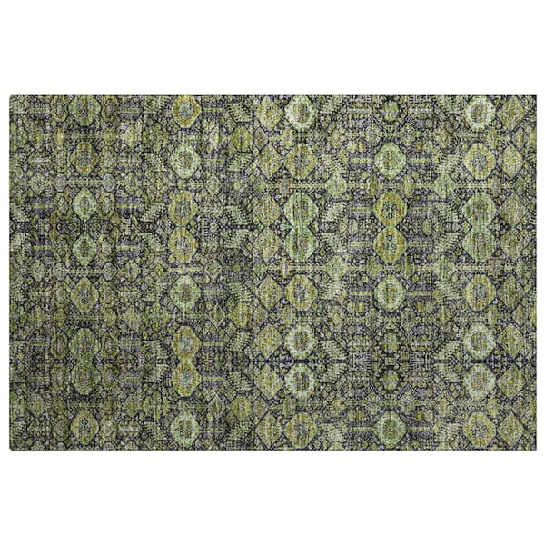 Dream Shag Premium Machine Washable Abstract ADS574 Green 2 ft. x 3 ft. Accent Rug