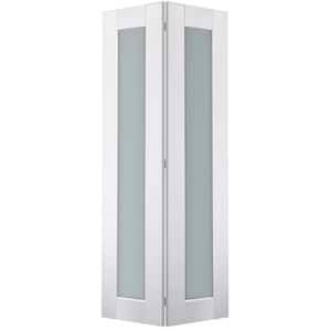 Smart Pro 36 in. x 80 in. Full Lite Frosted Glass Polar White Wood Composite Bi-fold Door