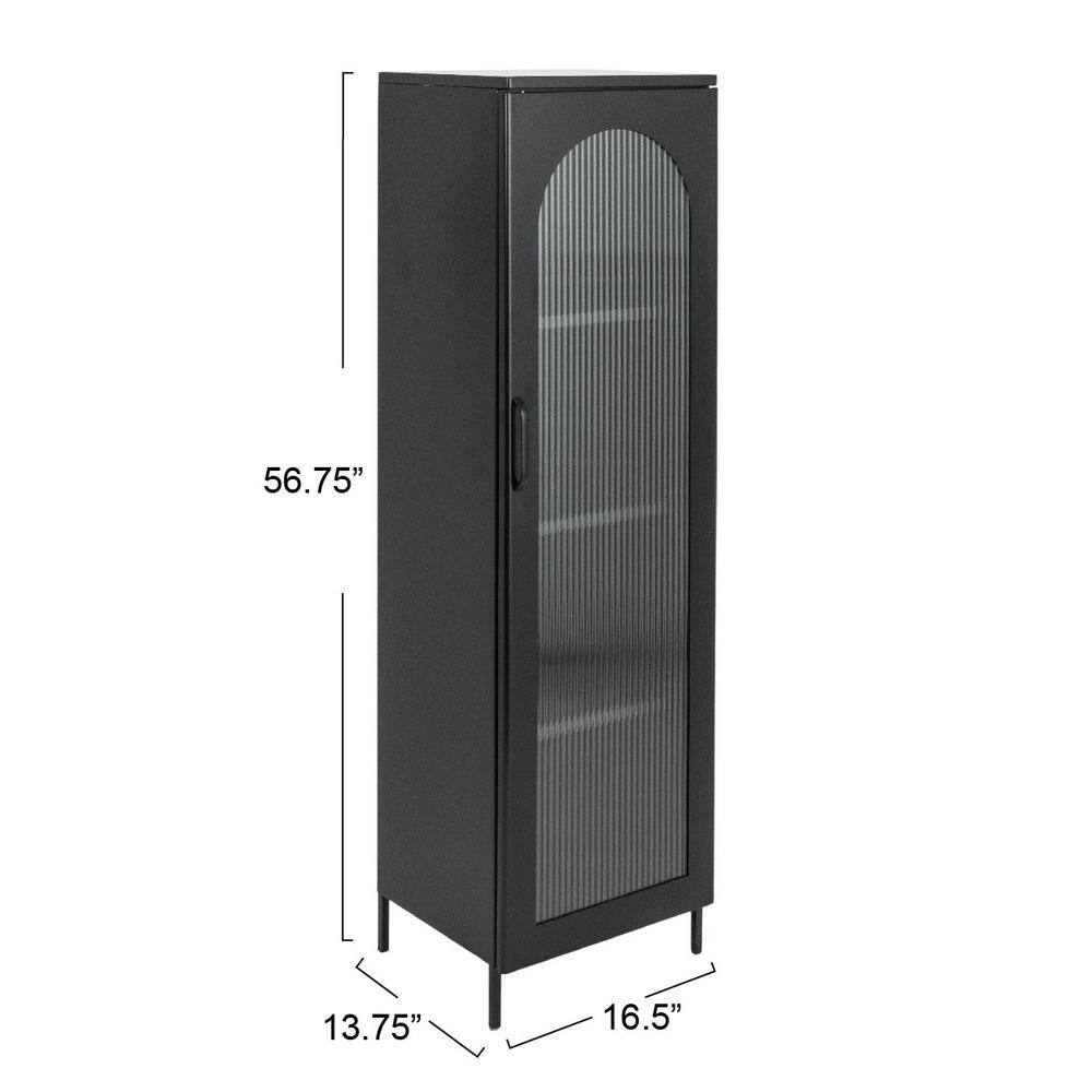Solstice Tall Black Metal Accent Cabinet with Adjustable Shelves