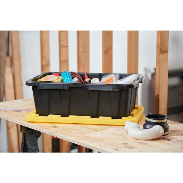 Tough Box 5 Gallon Black Storage Tote with Yellow Lid