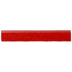 Virtuo Crimson Red 1.45 in. x 9.21 in. Polished Crackled Ceramic Bullnose Tile Trim