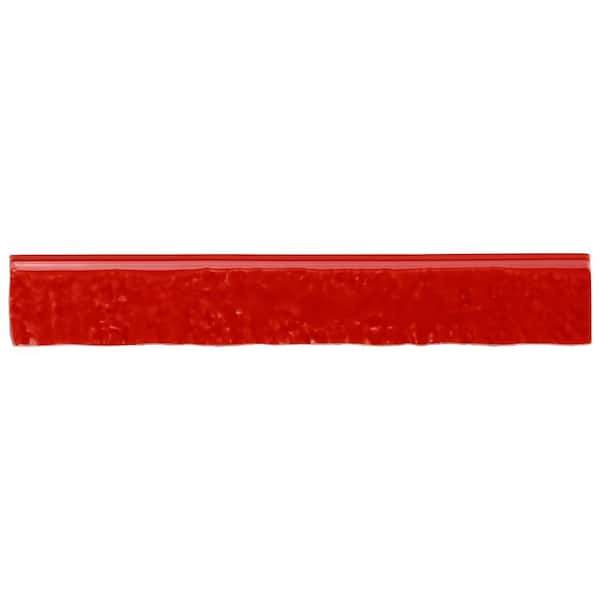 Ivy Hill Tile Virtuo Crimson Red 1.45 in. x 9.21 in. Polished Crackled Ceramic Bullnose Tile Trim