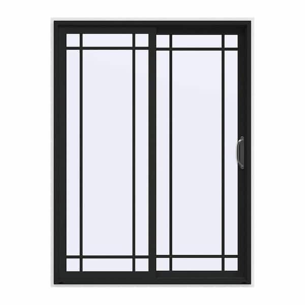JELD-WEN 60 in. x 80 in. V-4500 Contemporary Bronze FiniShield Vinyl Right-Hand 9 Lite Sliding Patio Door w/White Interior