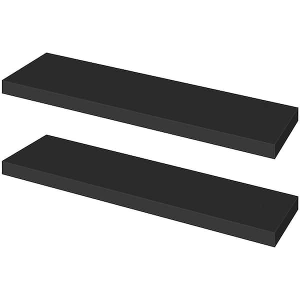 Unbranded 31.5 in. W x 7.9 in. D Black ​Floating Shelves, Decorative Wall Shelf (Set of 2)