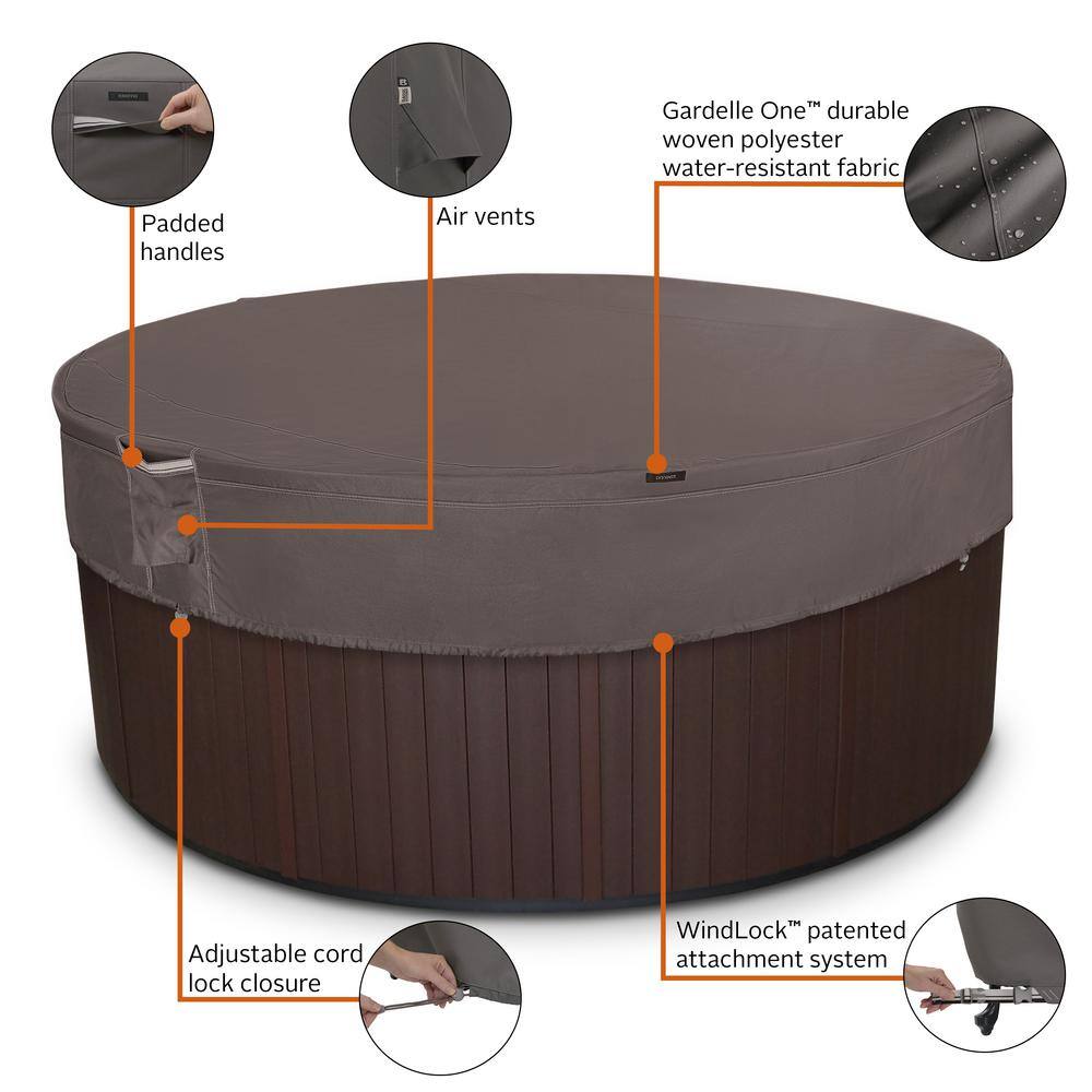 Ravenna Dark Taupe Water-Resistant Round Hot Tub Cover, 84 Inch