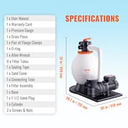 Sand Filter Pump 16 in. 3500 GPH 1 HP Swimming Pool Pump Filter Set with 6-Way Multi-Port Valve Strainer Basket for Pool