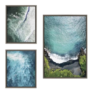 Maui Black Sands Beach 1, Paddle Out, La Jolla Beach 7-Framed Culture Canvas Wall Art Print 33 in. x 23 in. (Set of 2)