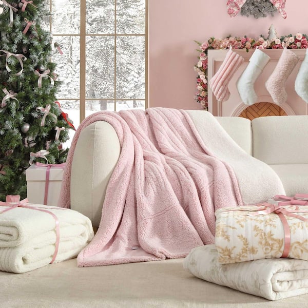 Laura Ashley Wistful Blooms 1-Piece Beige Plush Fleece Full
