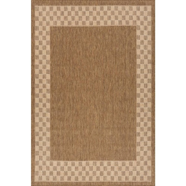 Larelle Checkered Natural 4 ft. x 6 ft. Outdoor Area Rug