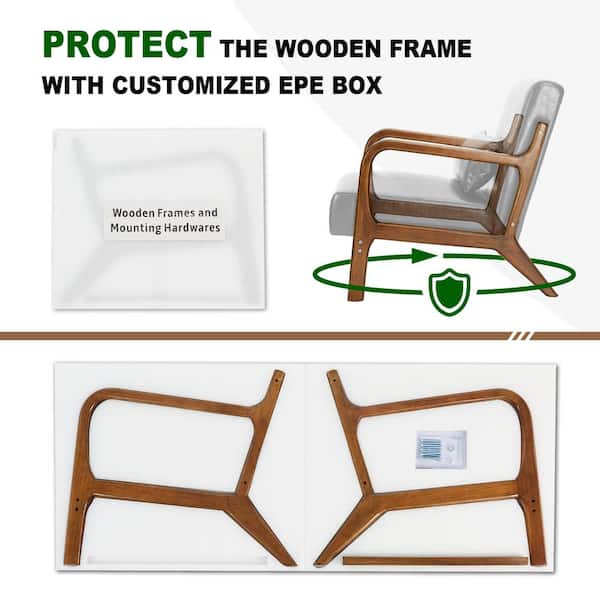 Glitzhome Mid-century Modern Navy Blue Leatherette Accent Armchair