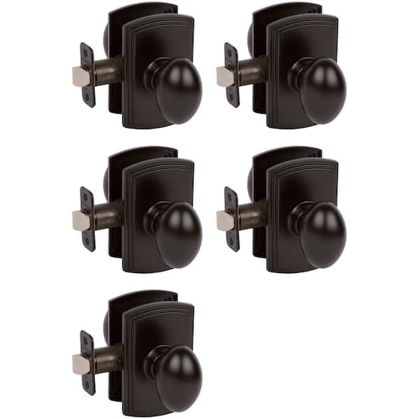 Canova Passage (Hall/Closet) Door Knob Black (5-Pack)